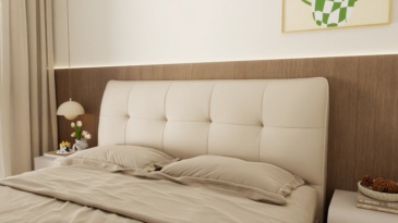 Modern minimalist soft bed, creating a warm bedroom experience