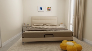 Minimalist style leather soft bed Italian minimalist size bedroom with side bed double bed
