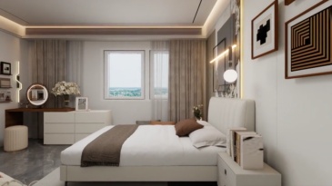 Modern minimalist cream style soft pack bed
