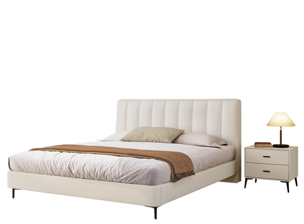 Modern minimalist cream style soft pack bed