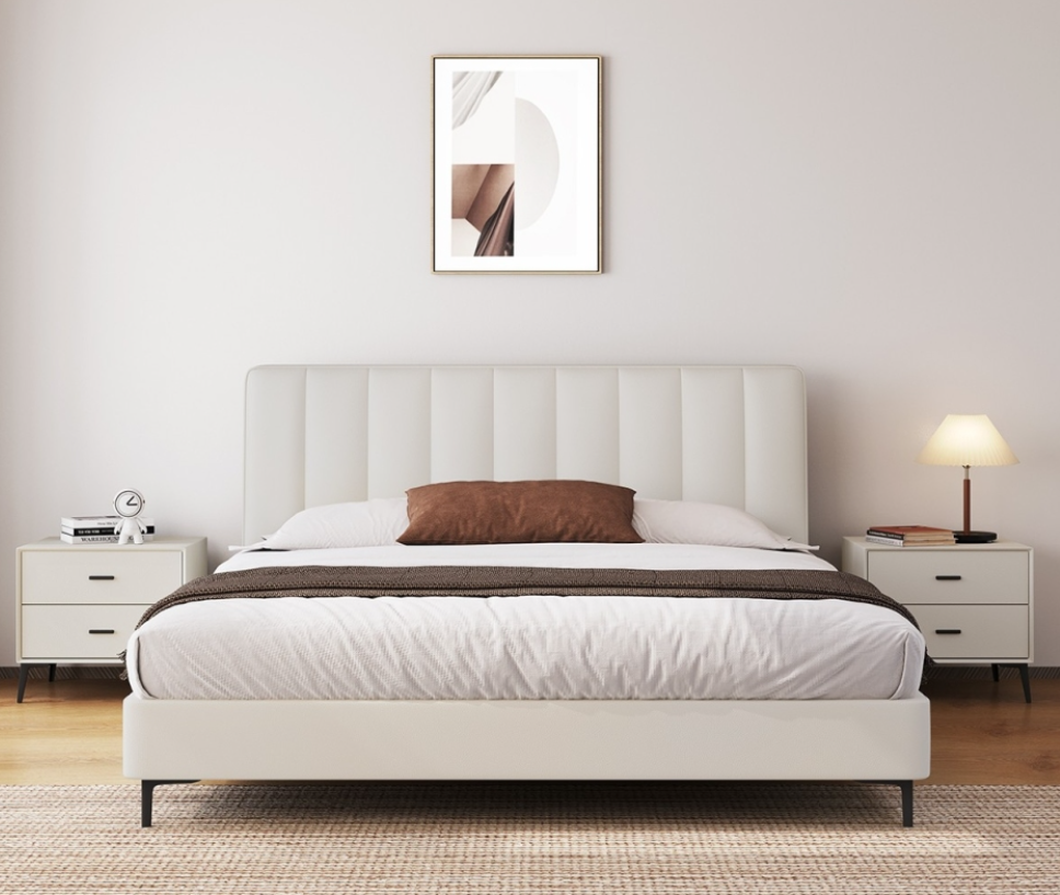 Modern minimalist cream style soft pack bed