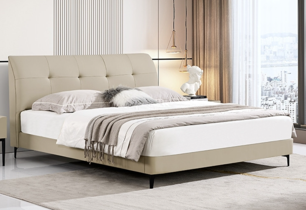 Modern minimalist soft bed, creating a warm bedroom experience
