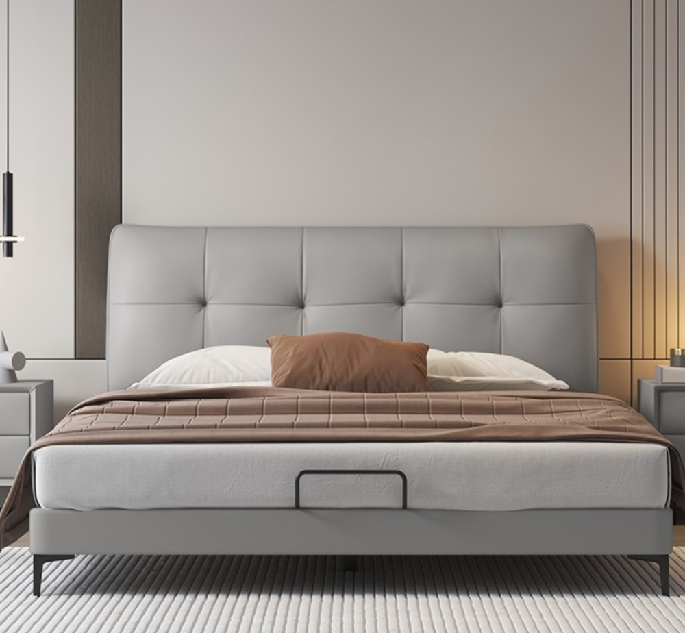 Modern minimalist soft bed, creating a warm bedroom experience