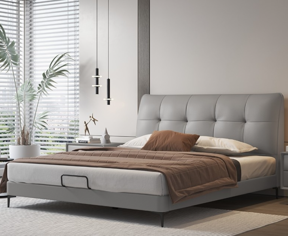 Modern minimalist soft bed, creating a warm bedroom experience