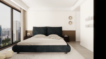 Minimalist velvet floor standing functional double bed