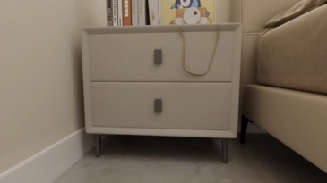Italian Minimalist Bedside Cabinet with Fashionable Leather Storage for Home Use