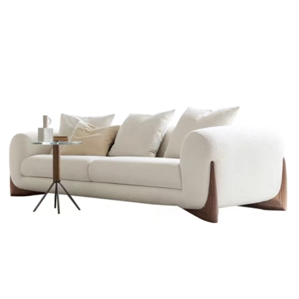 Designer Style - Softbay Sofa: Minimalist Apartment Shearling Fabric Upholstered Straight-Back Sofa