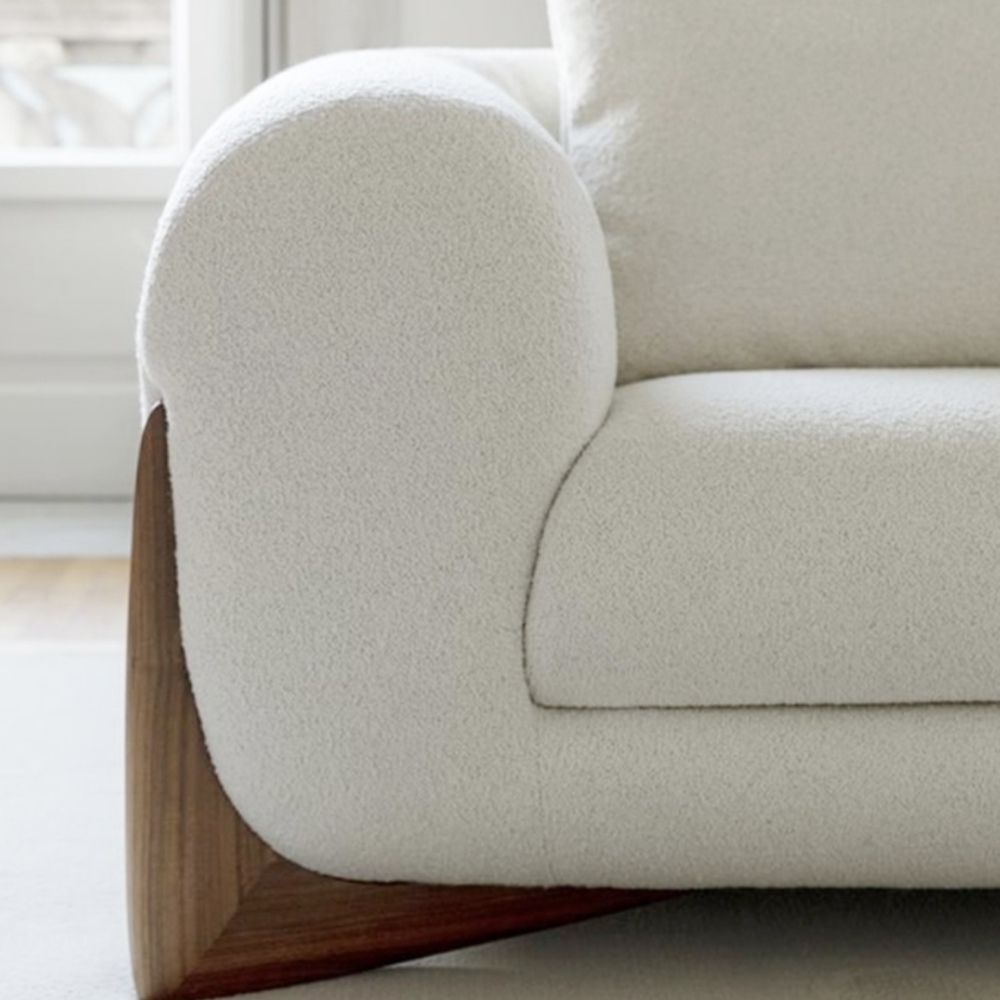 Designer Style - Softbay Sofa: Minimalist Apartment Shearling Fabric Upholstered Straight-Back Sofa