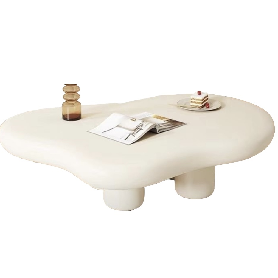 Cloud shaped creamy coffee table injects a healing and relaxing feeling into the living room
