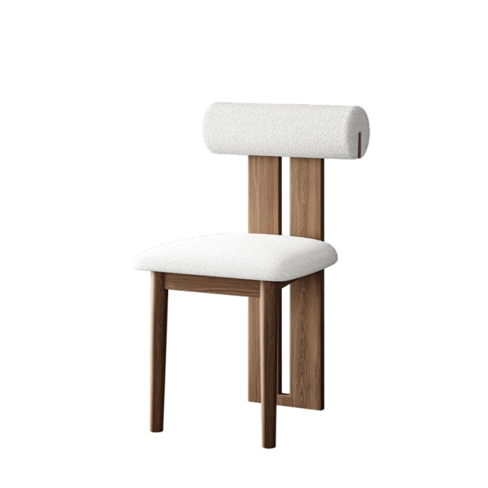 Natural texture and soft wrapping: solid wood frame+cloud texture dining chair