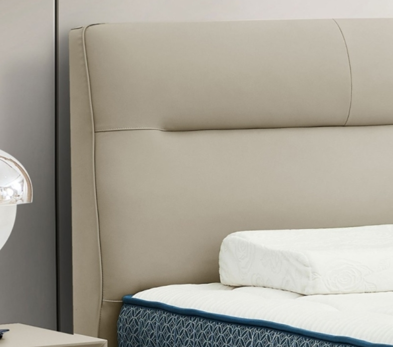 Minimalist style leather soft bed Italian minimalist size bedroom with side bed double bed