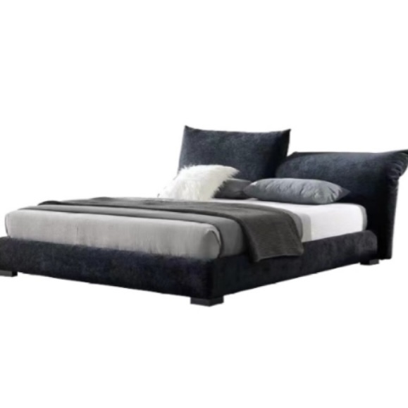 Minimalist velvet floor standing functional double bed