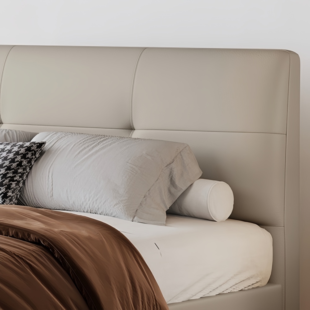 Italian minimalist size bedroom double bed with minimalist style, made of genuine leather with edge and tail soft bed