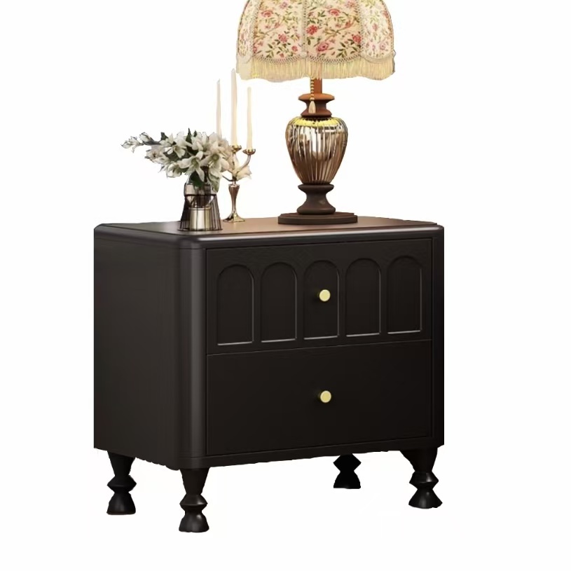 Rubber wood bedroom bedside storage cabinet