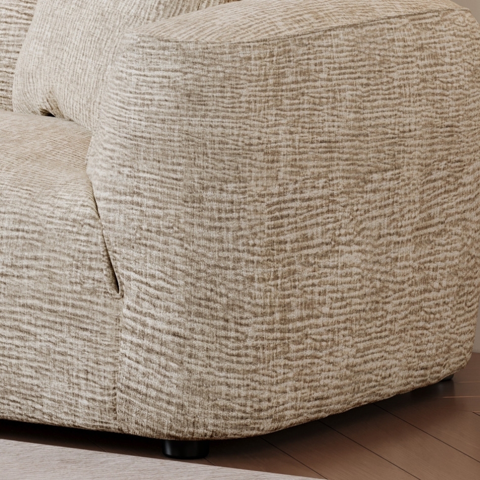 Modern minimalist fabric sofa: gentle collision of light gray texture and curved armrests