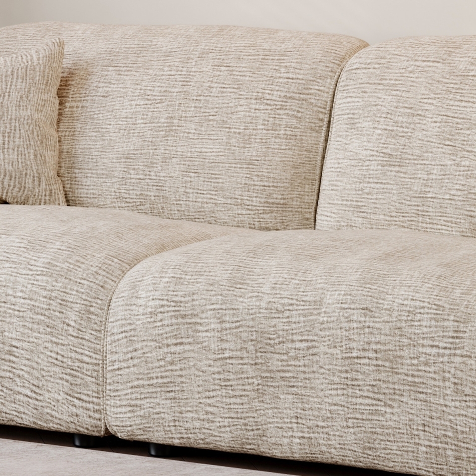 Modern minimalist fabric sofa: gentle collision of light gray texture and curved armrests