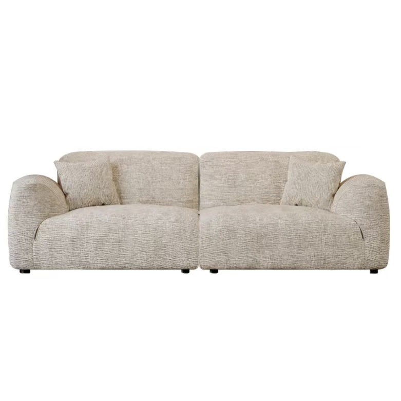 Modern minimalist fabric sofa: gentle collision of light gray texture and curved armrests