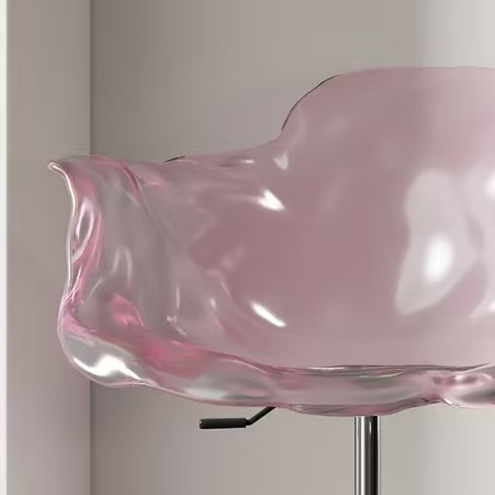 Luxury style transparent resin dining chair: modern collision of petal shape and metal bracket