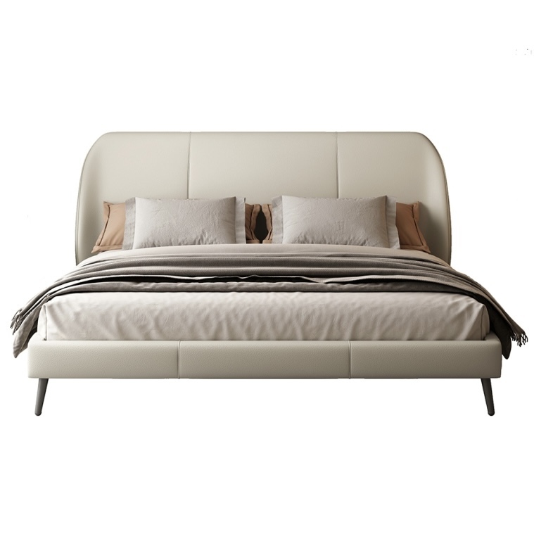 Soft bag high foot leather bed: a gentle footnote to modern minimalist bedrooms