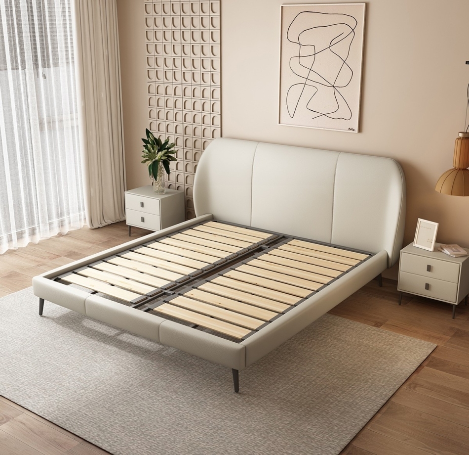 Soft bag high foot leather bed: a gentle footnote to modern minimalist bedrooms