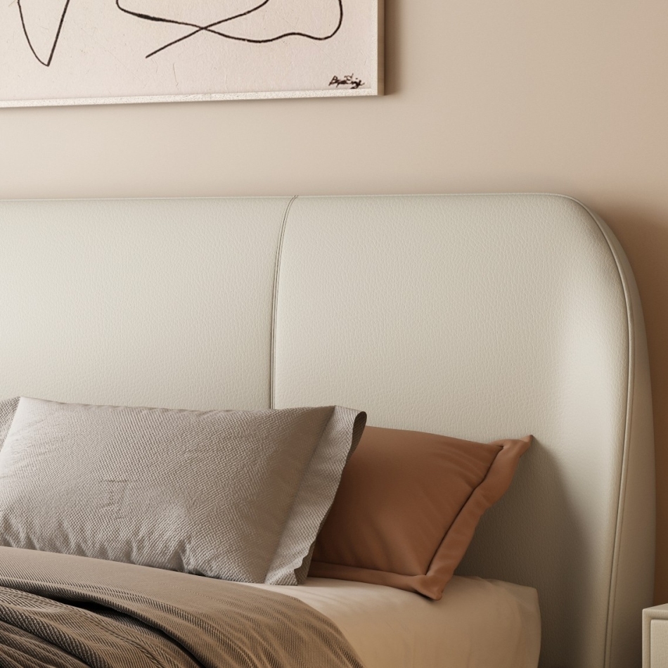 Soft bag high foot leather bed: a gentle footnote to modern minimalist bedrooms
