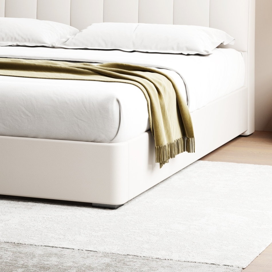 The collision of frame structure and leather texture: the lightweight aesthetics of light colored leather soft beds
