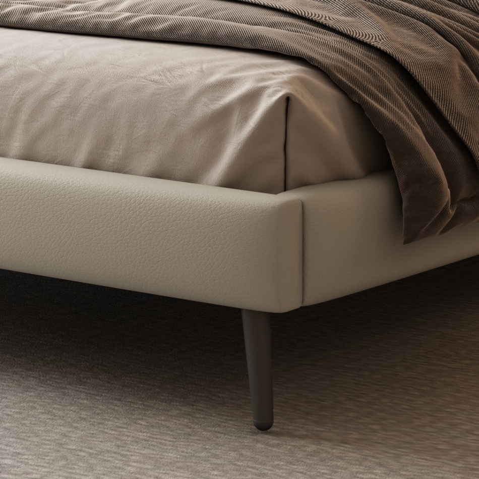 Soft bag high foot leather bed: a gentle footnote to modern minimalist bedrooms