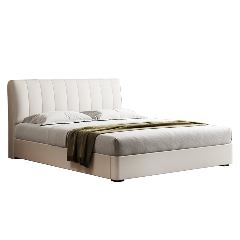 The collision of frame structure and leather texture: the lightweight aesthetics of light colored leather soft beds