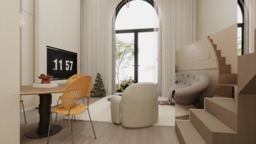 Mi white plush single sofa chair