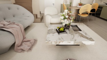 Rock coffee table: the texture focus of minimalist space