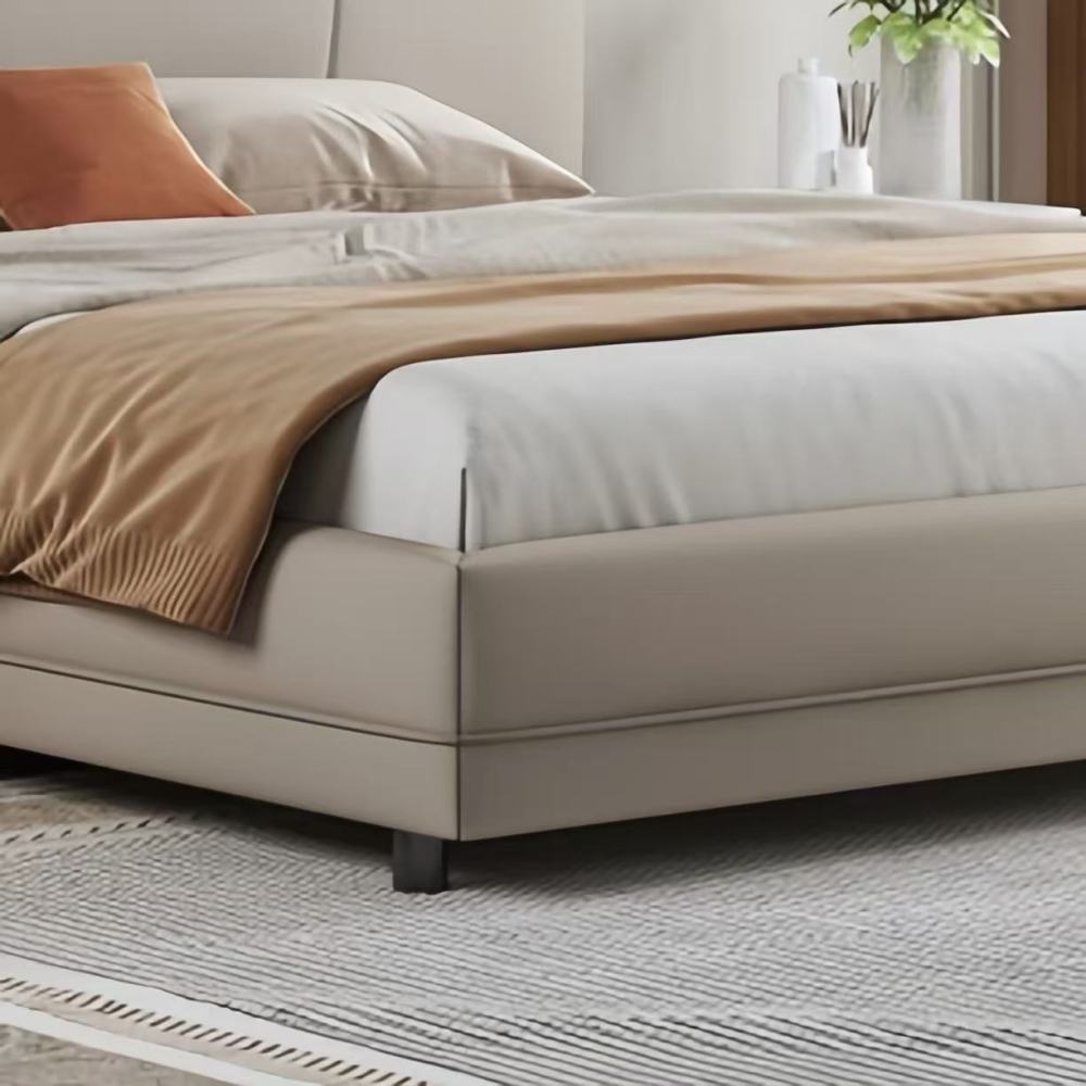 Mibai soft bag leather bed: Italian minimalist master bedroom space
