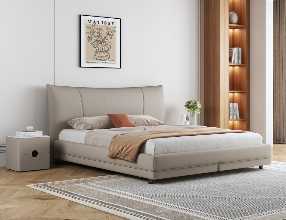 Mibai soft bag leather bed: Italian minimalist master bedroom space