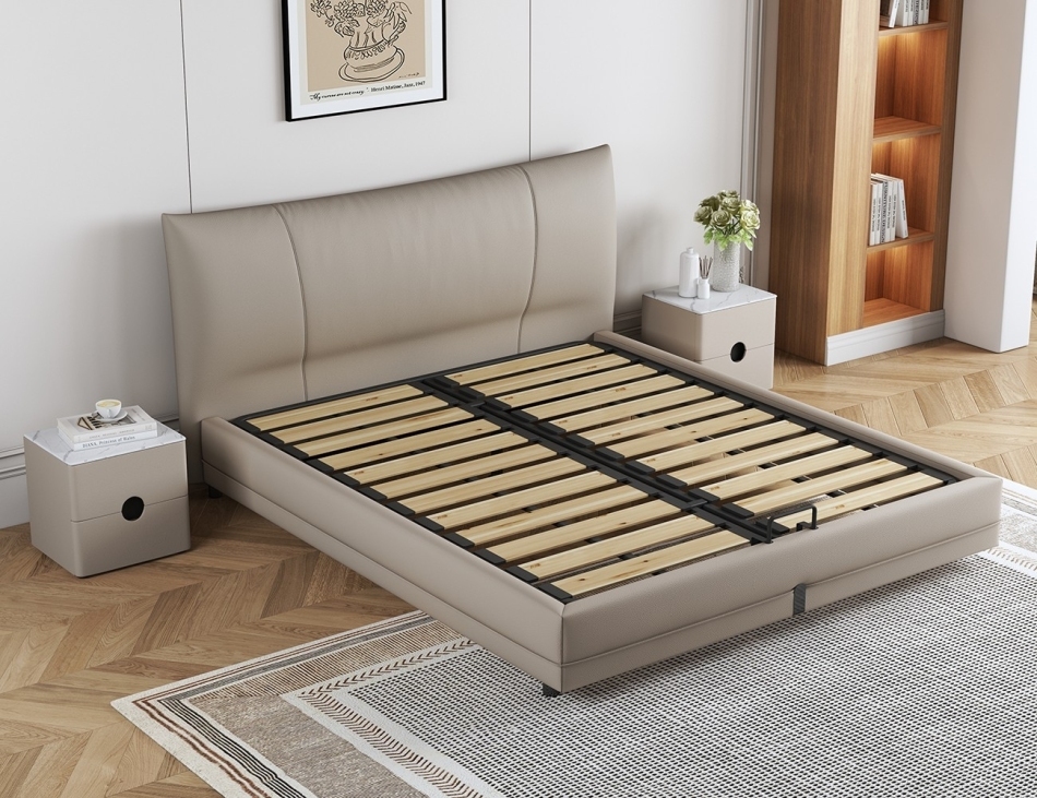 Mibai soft bag leather bed: Italian minimalist master bedroom space