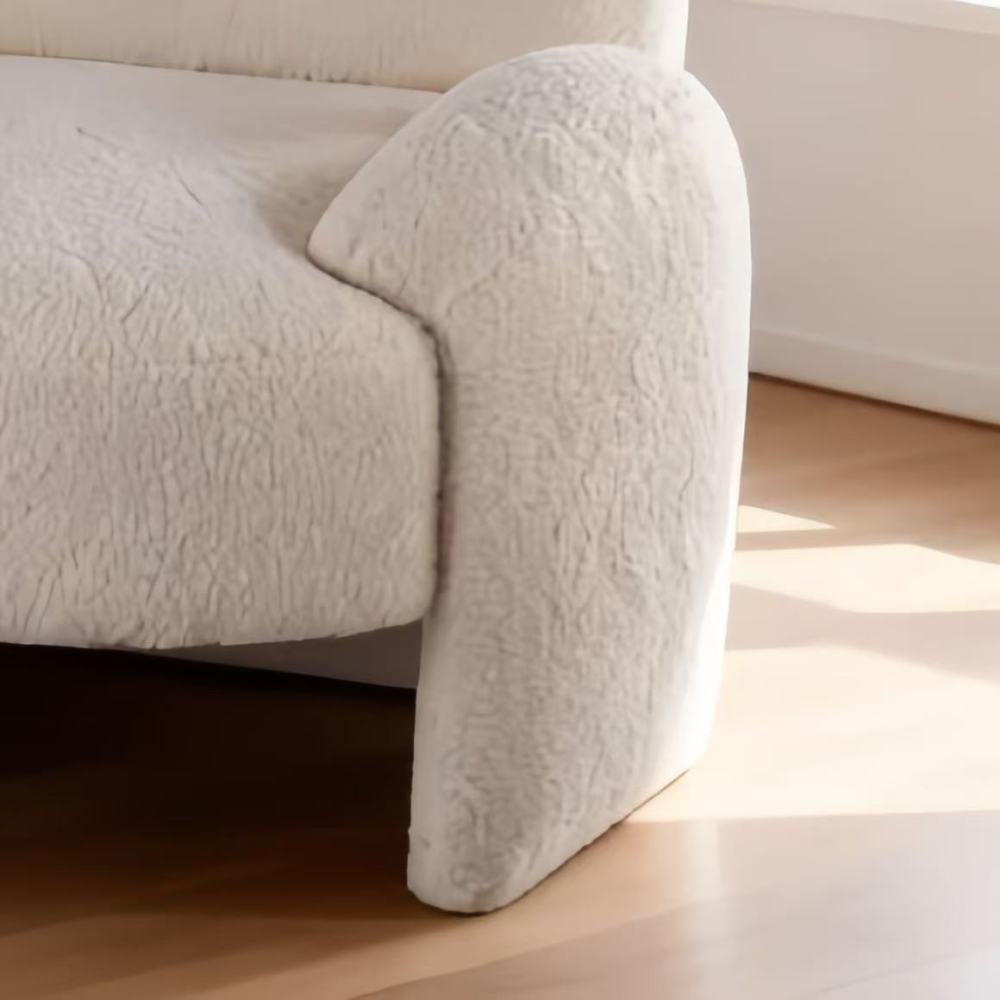 Mi white plush single sofa chair
