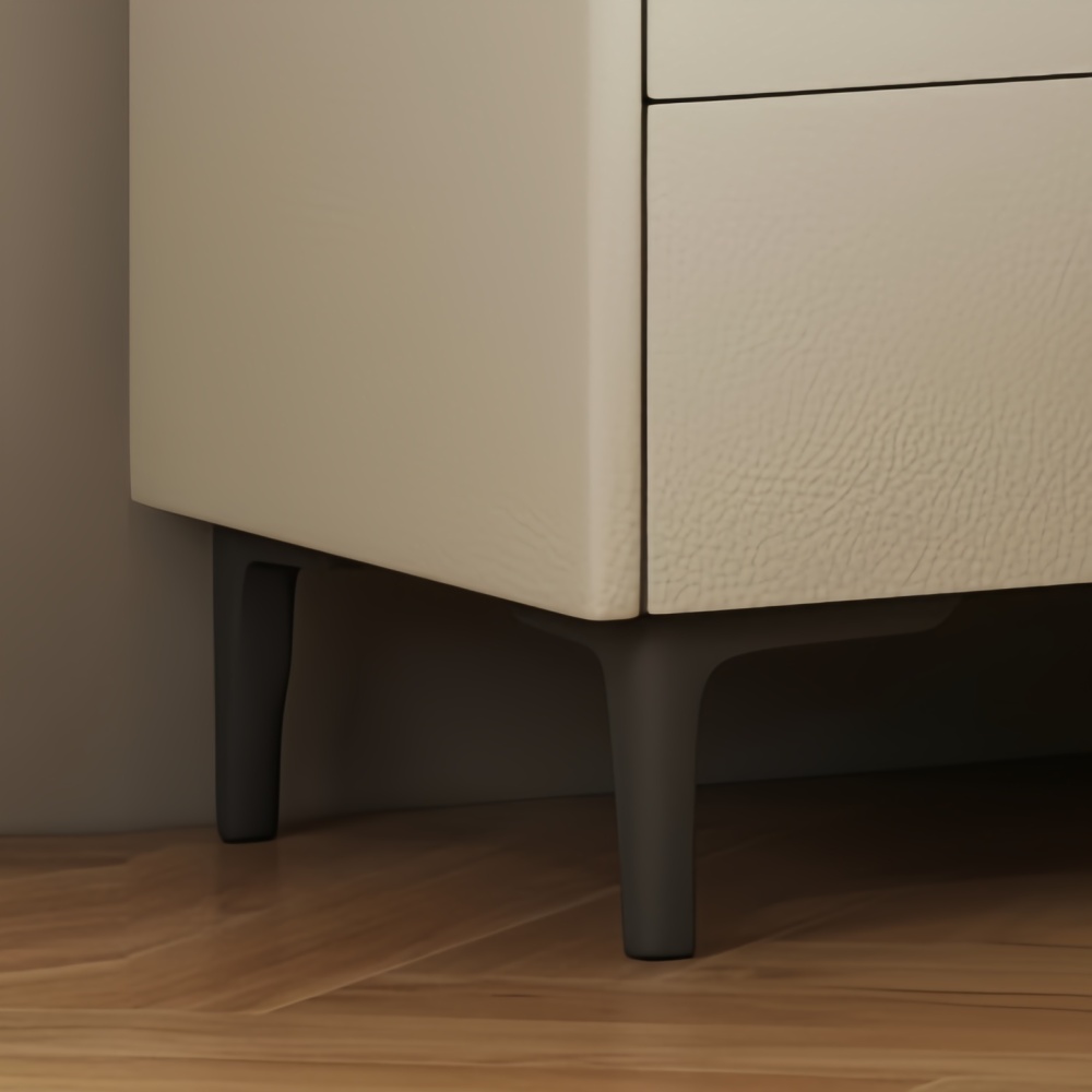 Bedroom storage aesthetics: practicality and elegance of double drawer leather bedside table