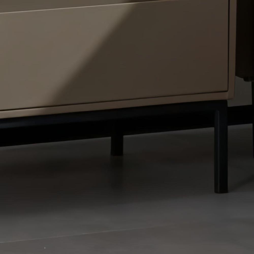Italian minimalist khaki double drawer bedside table
