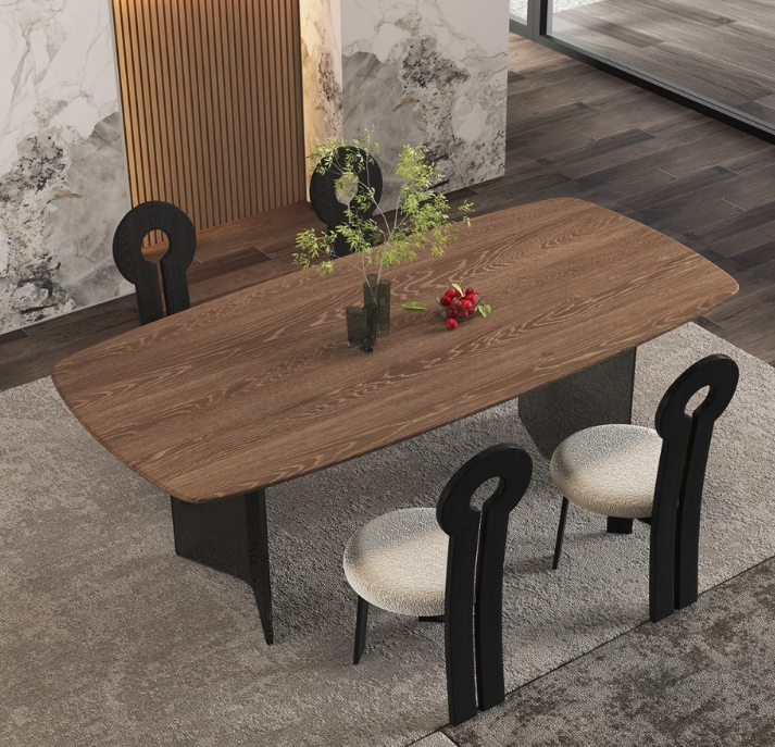 Designer style rock dining table: a combination of antique style dining tables and chairs