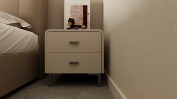 Bedroom storage aesthetics: practicality and elegance of double drawer leather bedside table