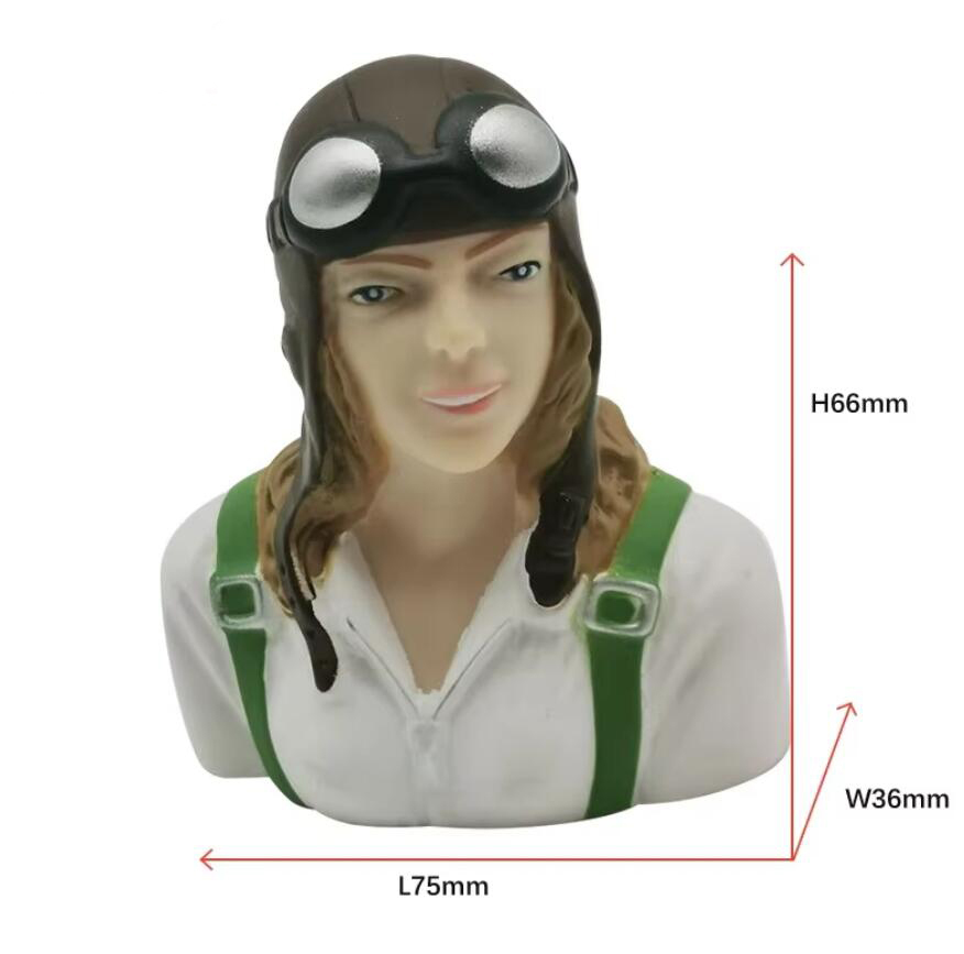 1 Pc 1/6 Scale  Female Pilots  Figures  With Glasses Toy Model  For RC Plane Accessories Hobby Color  White