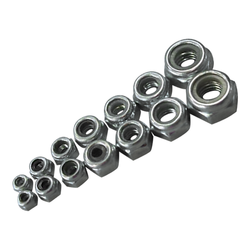 50Pcs M2.5‑M6 Metric Nylock Lock Nuts Nickel & Black Nylon Insert Self‑Locking Thread Fasteners For RC Aircraft Model Component Fixing