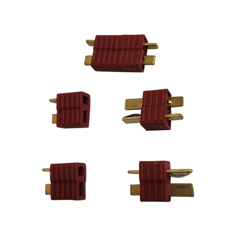 2Pairs T‑Style Power Plugs With End Grip Gilt / Antiskid / Mini Connectors For RC Model Aircraft Lipo Battery Power Wiring Accessories