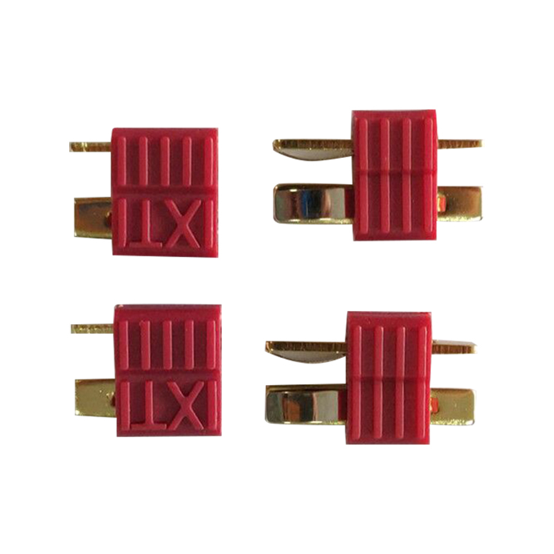 2Pairs T‑Style Power Plugs With End Grip Gilt / Antiskid / Mini Connectors For RC Model Aircraft Lipo Battery Power Wiring Accessories