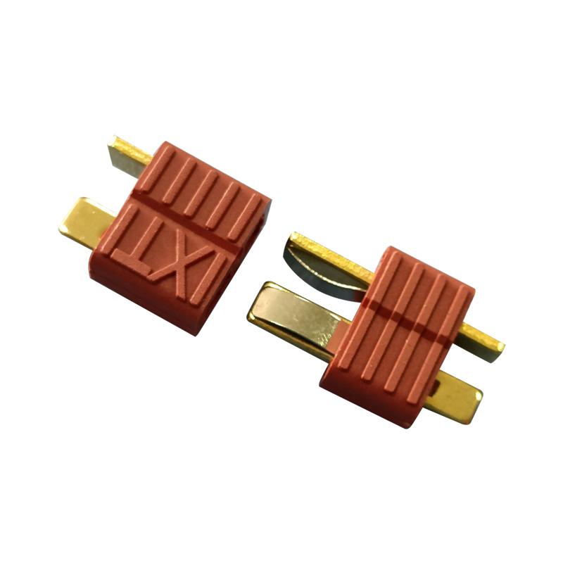 2Pairs T‑Style Power Plugs With End Grip Gilt / Antiskid / Mini Connectors For RC Model Aircraft Lipo Battery Power Wiring Accessories
