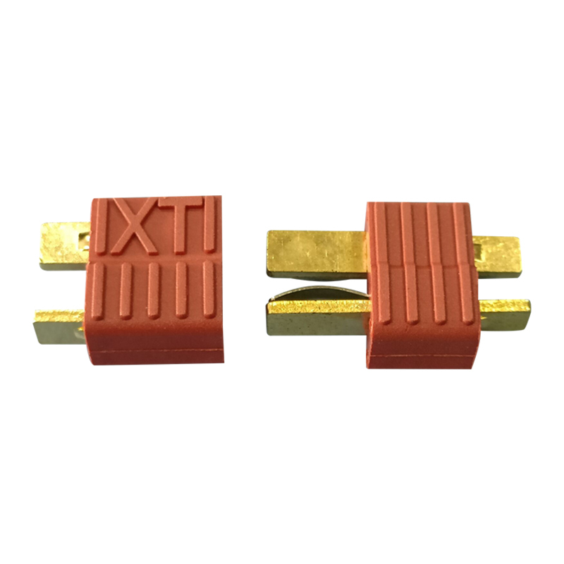2Pairs T‑Style Power Plugs With End Grip Gilt / Antiskid / Mini Connectors For RC Model Aircraft Lipo Battery Power Wiring Accessories
