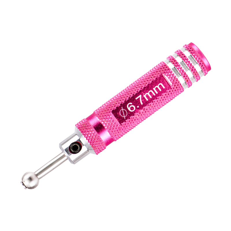 1Pc CNC Aluminum Handle Stainless Steel Hole Reamer Ball Link Expander Screwdriver RC Model Repair Tool 4.0/4.7/5.7/6.7mm Pink