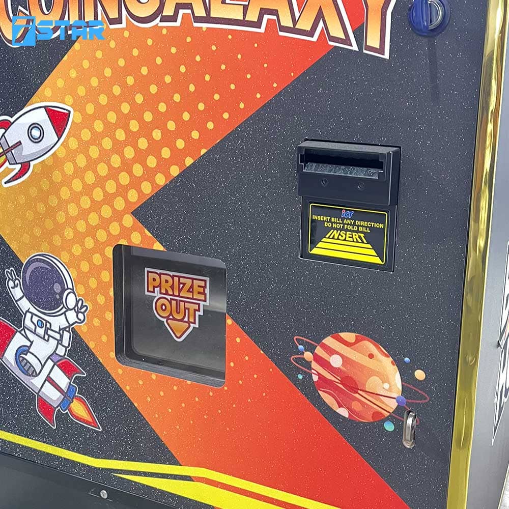 ICT bill acceptor and prize dispenser slot on commercial coin pusher
