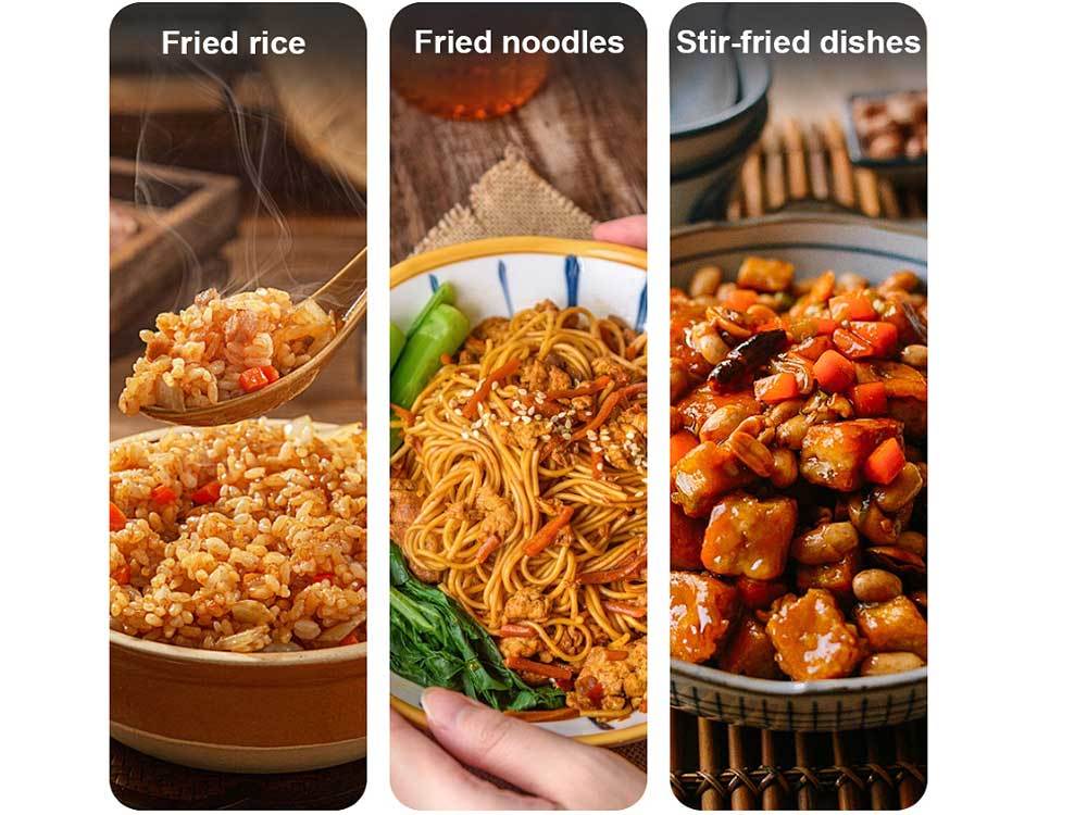 Applications of the stir fry cooking machine