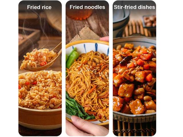 Applications of the stir fry cooking machine