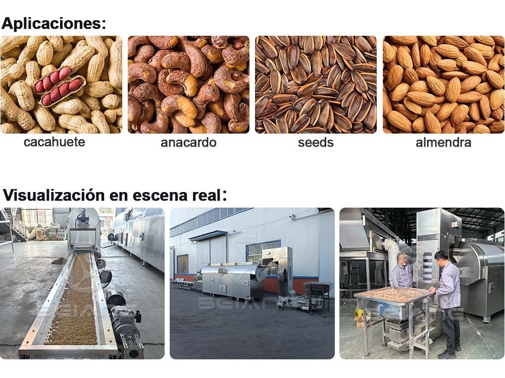 Línea de producción totalmente automatizada para el tostado de cacahuetes