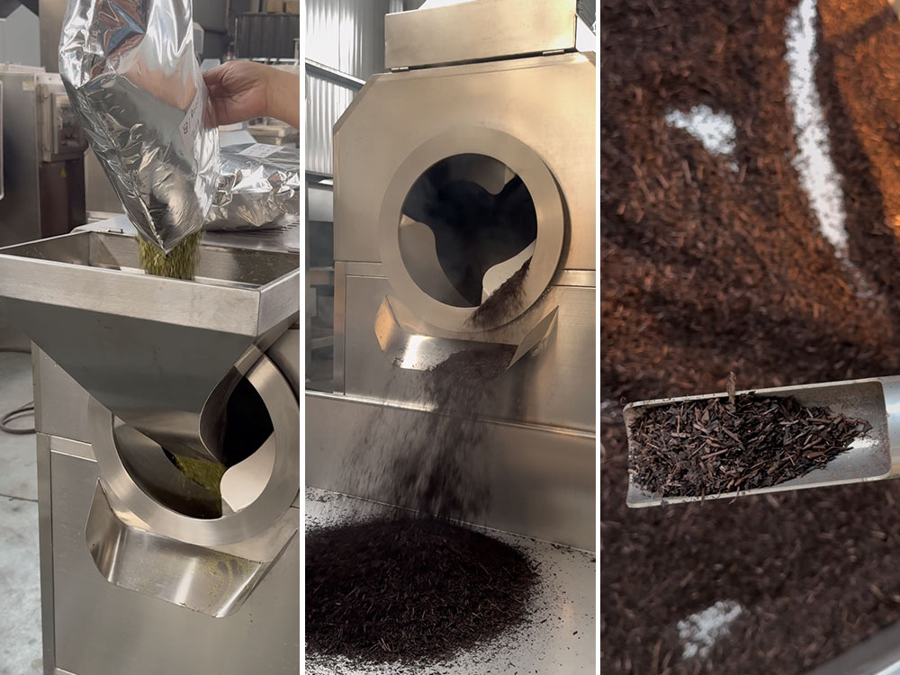 Electromagnetic roasting machine for tea leaves